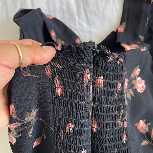 Reformation Fulton Midi Dress Romy Black Pink Floral (sz 4P) - Picture 9 of 11